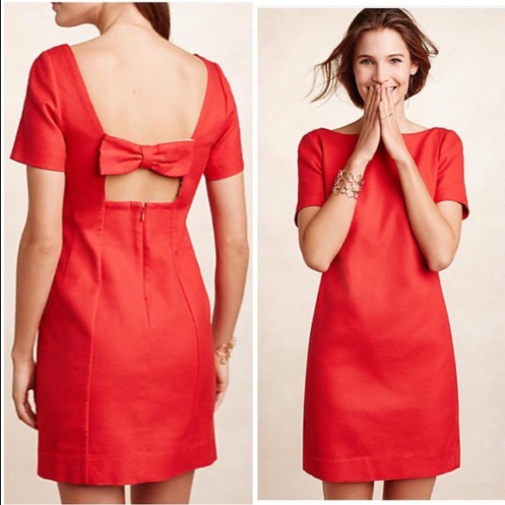 🎁 Maeve by Anthropologie Red Bow Shift Dress 🎁